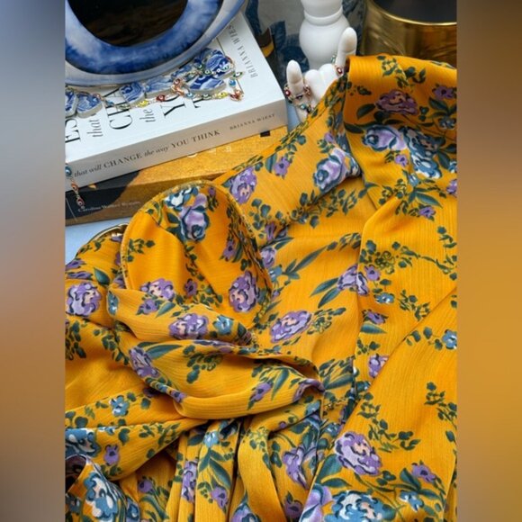 🆕 BRONX & BANCO 🧿NWOT Hanna Floral Tiered Ruffle Mini Dress, Marigold Sz M US6 - Picture 10 of 12